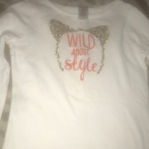 Long Sleeve Tshirt w Gold Sequin Orange Design